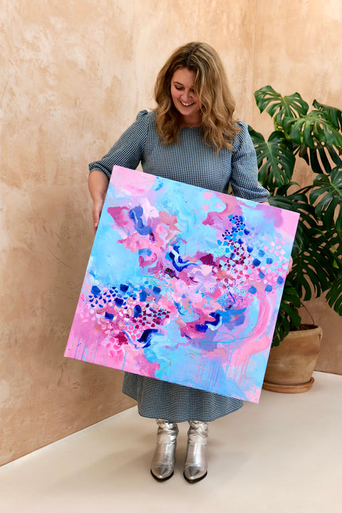 Lost In The Light Pink Sky: Original Abstract Painting