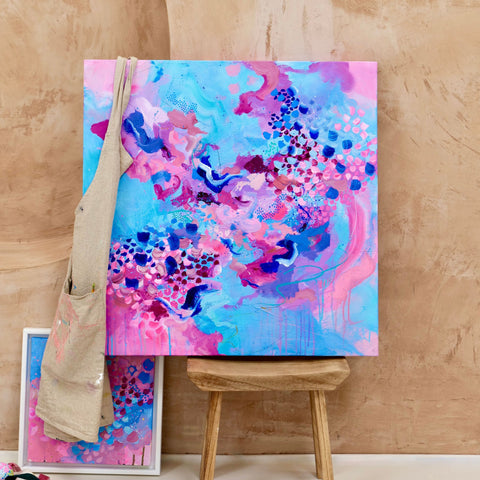 Lost In The Light Pink Sky: Original Abstract Painting