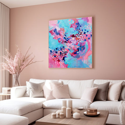 Lost In The Light Pink Sky: Original Abstract Painting